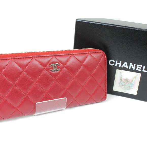 Chanel Matelasse zipper long wallet Red - Picture 1 of 12